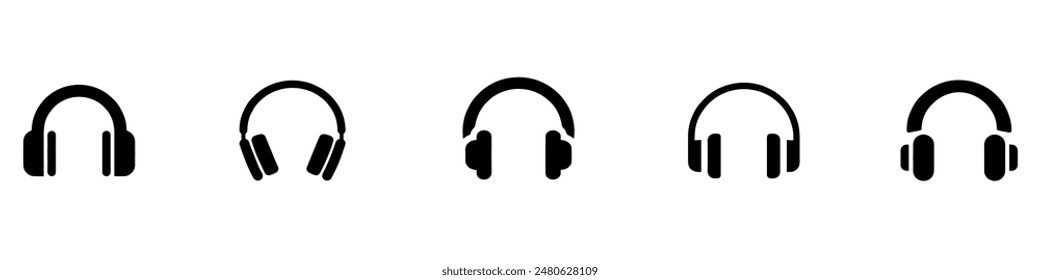 Conjunto de iconos de auriculares. Servicio al cliente. Asistencia al cliente. Elemento de diseño adecuado para Sitio web, diseño de impresión o App. Ilustración vectorial. Gráfico de Vector. EPS 10