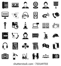 Headphones icons set. Simple style of 36 headphones vector icons for web isolated on white background