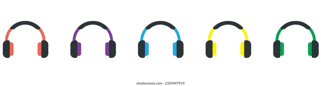 Los iconos de los auriculares están configurados. Ilustración del vector