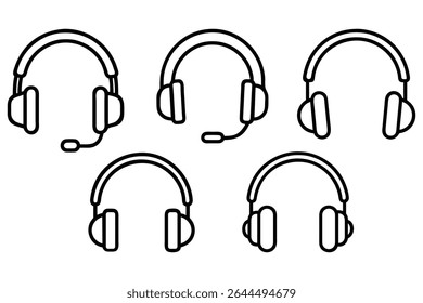 headphones icons set vector illustration