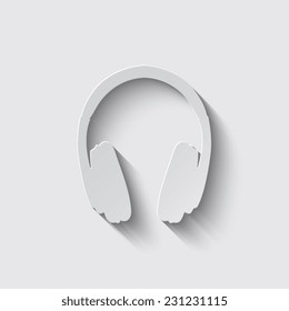  headphones icons with shadow on a grey background