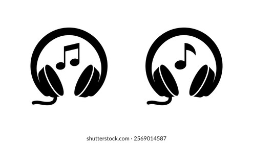 Headphones icons. Silhouette style. Vector icons.