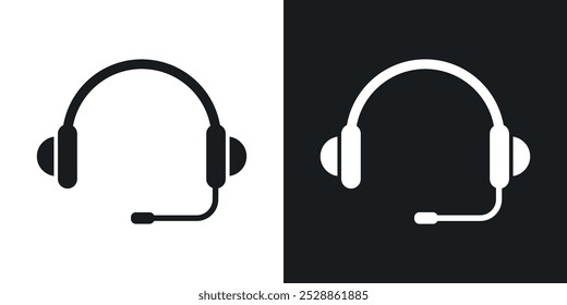 Headphones icons. solid style vector