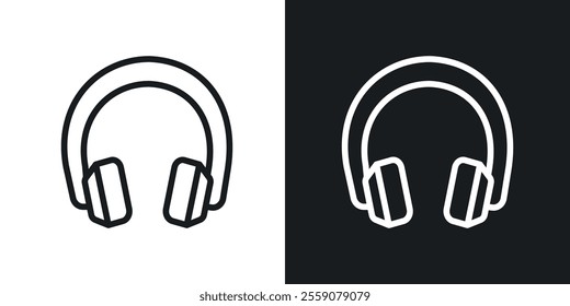 Headphones icons. vector set in black colors