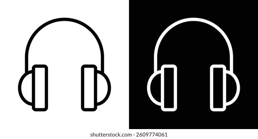 Headphones icons vector set in stroke line style