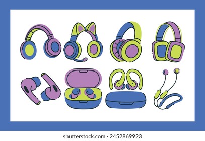 Auriculares Ilustración Objeto Vector auditivo