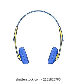 Headphones Illustration. Retro Headphones For Personal Cassette Player, Radio Or Boombox. 90s Style Vector. 1990s Technology. Nostalgia For The 90s.