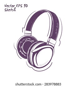 headphones indusrial design sketch vector illustration