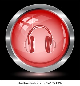 Headphones. Internet button. Vector illustration.
