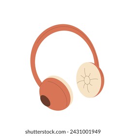 Headphones isolated on white background. Wireless audio equipment for music listening. Sound devices accessory. Vector flat illustration.