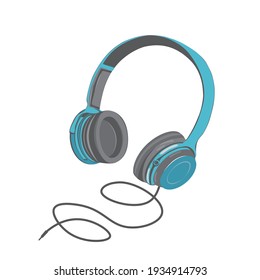 Headphones isolated vector illustration, podcast equipment, stereo device, flat design.