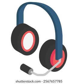 Headphones isometric 3d, Vector EPS 10 for print, digital UI, UX kit, web, app for business, electronic, smart home, technology