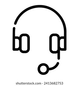 headphones Line Icon Background White