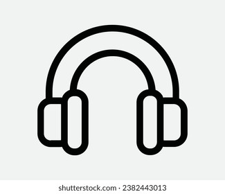 Headphones Line Icon Earphones Game Audio Music Sound Earmuffs Stereo DJ Listen Wireless Device App Black White Outline Shape Sign Symbol EPS Vector