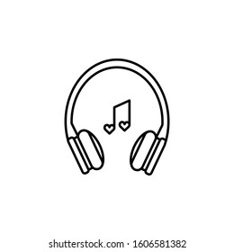 headphones line icon. Elements of valentines day illustration icons. Signs, symbols can be used for web, logo, mobile app, UI, UX