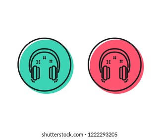 Headphones line icon. Music listen sign. Musical earphones symbol. Positive and negative circle buttons concept. Good or bad symbols. Headphones Vector