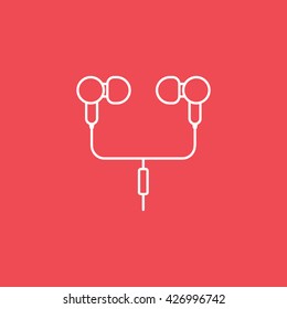 Headphones Line Icon On Red Background