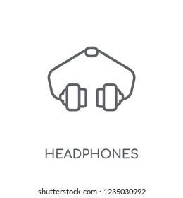 Headphones linear icon. Modern outline Headphones logo concept on white background from Electronic Devices collection. Suitable for use on web apps, mobile apps and print media.