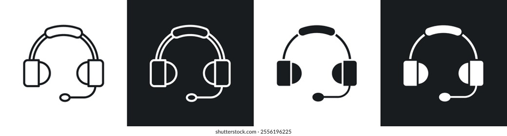 Headphones linear icon set for app, and web design.