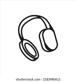 Headphones linear. Vector illustration.  Headset. Design for icon; stories; card; print; application.