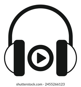 Headphones listen audio book icon simple vector. Online bookstore. Media education