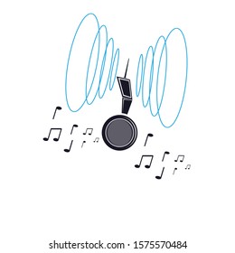 Headphones. Listen to music. Vector illustration