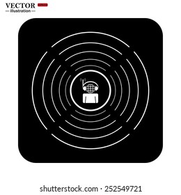 with headphones listening to music, head planet.  Vector illustration, EPS 10