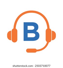 Headphones Logo combine with letter B vector template