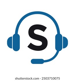 Headphones Logo combine with letter S vector template