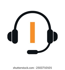 Auriculares Logo combinado con la letra I Vector Plantilla