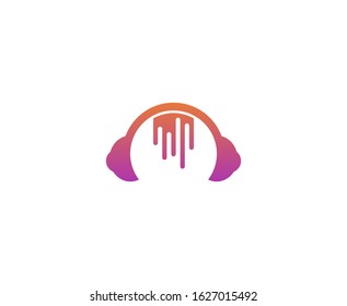 Headphones logo dj icon vector 