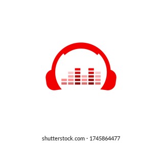 Headphones logo sound vector icon 