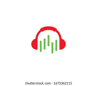 Auriculares logotipo icono vectorial dj sonido 