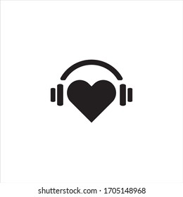 headphones love  logo icon design  Vector Image , love music  logo design template inspiration vector image , love headphones logo 