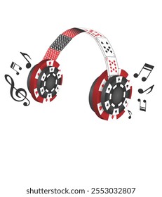 Headphones made of playing cards and poker chips