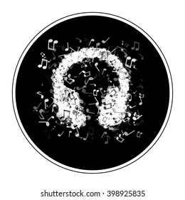 Headphones made from various music notes with different opacities