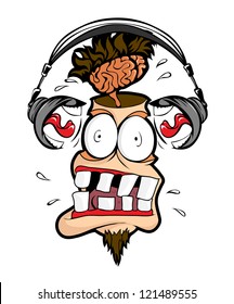 Headphones man shout loudly in my head.