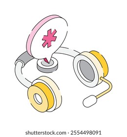 Headphones with medical icon representing telehealth audio consultations