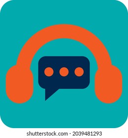 Headphones with message, illustration, vector, on a white background.