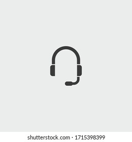 headphones with mic icon. headphones with mic vector on gray background