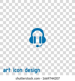 Headphones With Mic Vector Icon On White Background
