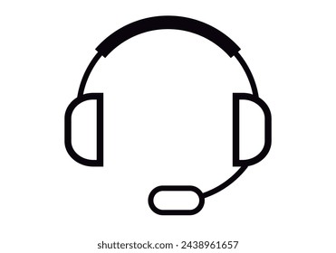 Headphones with microphone black icon.