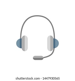 Headphones with  microphone color vector icon