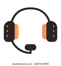 Auriculares con icono plano de micrófono. Iconos de color de soporte técnico en estilo plano de moda. Diseño de estilo de gradiente de auriculares, diseñado para web y aplicación. Eps 10