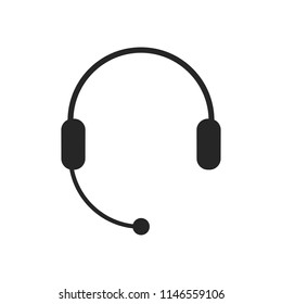 Headphones with microphone, headset icon. Support, Call center, Customer service symbol. Chat sign