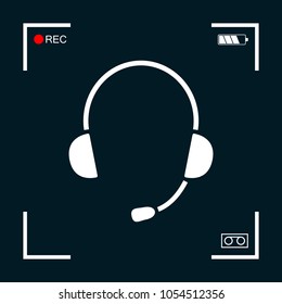 Headphones with microphone icon