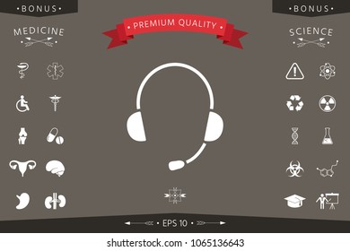 Headphones with microphone icon