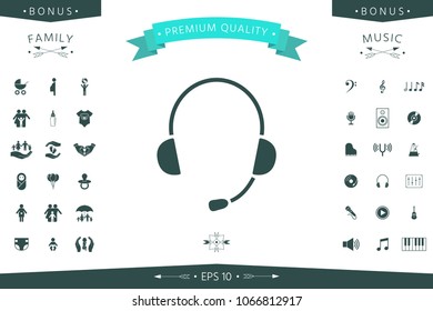 Headphones with microphone icon