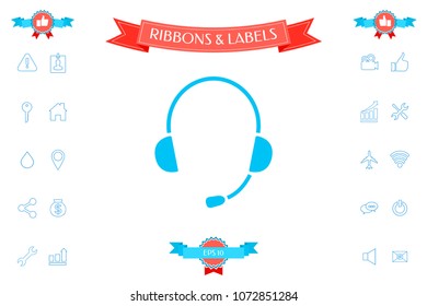 Headphones with microphone icon