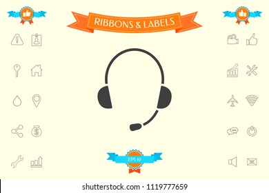 Headphones with microphone icon